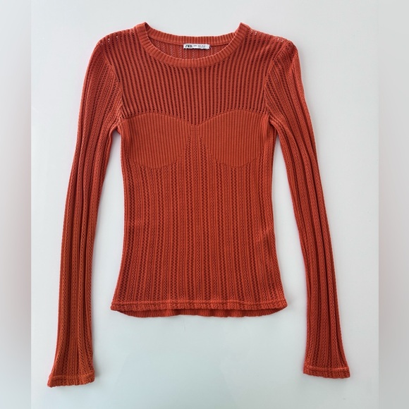 Zara Crochet Sweater in Burnt Orange - Picture 5 of 7